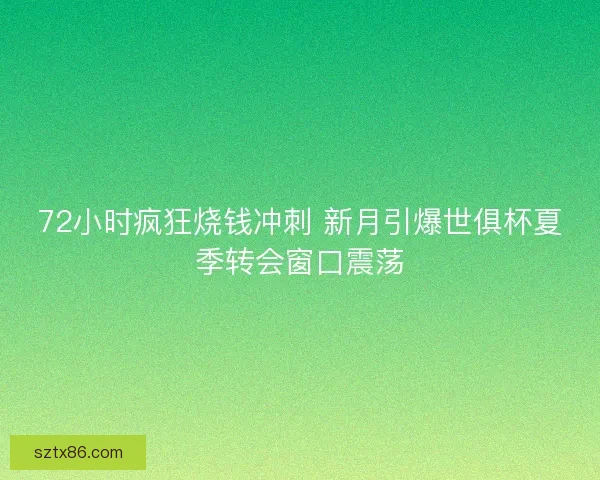 72小时疯狂烧钱冲刺 新月引爆世俱杯夏季转会窗口震荡